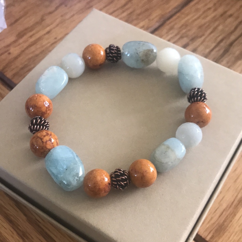 Aquamarine Bracelet and earrings - Picture 2 of 3